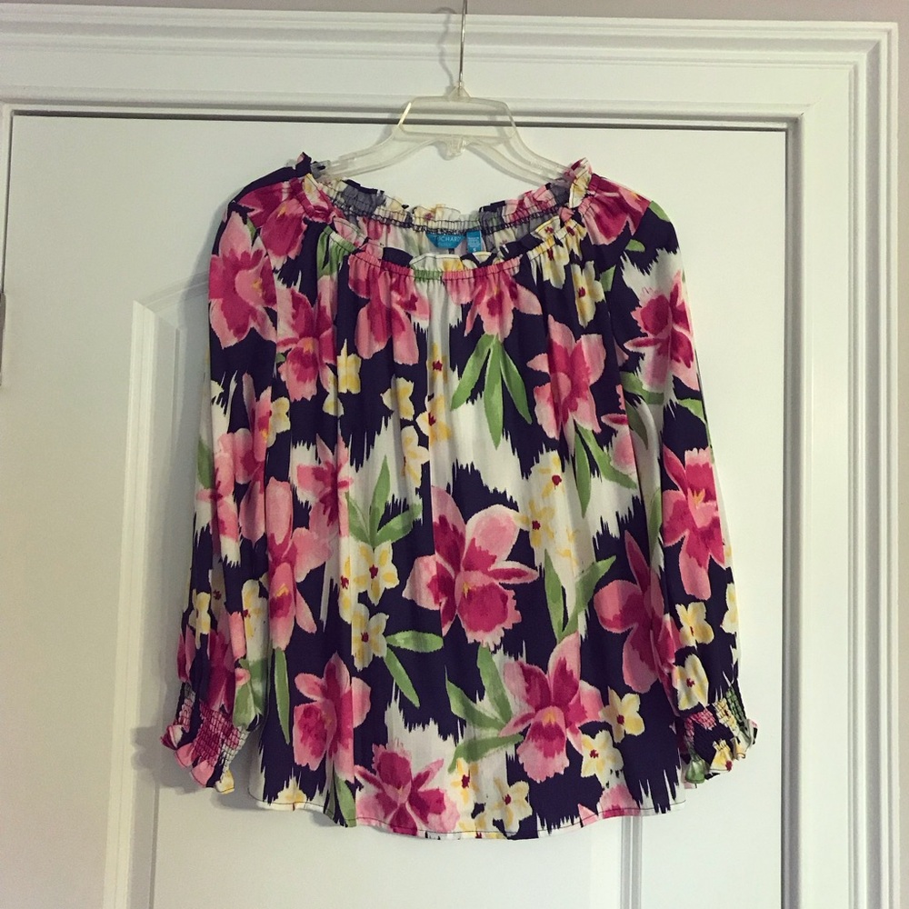 Floral Women's Top - Pink and Green